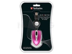 MOUSE VERBATIM TRAVEL OPTICAL 1000DPI HOT PINK USB RETRACTABLE CABLE