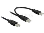 Kabel Usb-A(M)+Power Usb-A(M)->Usb-A(M) 2.0 0.7m Czarny Delock