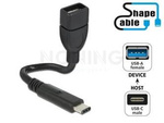 USB-C (M)->USB-A(F) 2.0 CABLE 0.35M BLACK SHAPEABLE DELOCK