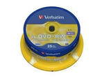 DVD+RW VERBATIM 4.7GB X4 MATT SILVER (25 CAKE)