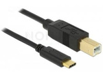 USB-C(M)->USB-B(M) 2.0 CABLE 4M BLACK DELOCK
