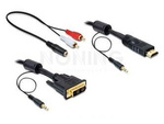 Kabel Hdmi(M)->Dvi-D(M)(18+1) + Audio 5m Czarny Single Link Delock