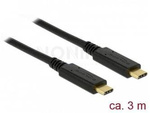 USB-C M/M 2.0 CABLE 3M BLACK E-MARKER DELOCK