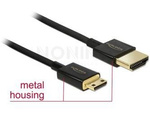 HDMI(M)->HDMI MINI(M) V2.0 CABLE 2M 4K 3D BLACK SLIM DELOCK