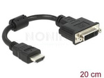 Adapter Hdmi(M)->Dvi-D(F)(24+5) Dual Link Na Kablu 20cm Czarny Delock