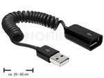 Przedłużacz Usb-A M/F 2.0 0.2-0.6m Spirala Czarny Delock