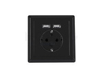 AC WALL SOCKET 230V WITH 2 USB PORT 2.1A, SCHUKO SOCKET BLACK LANBERG