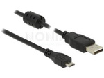 USB MICRO-B(M)->USB-A(M) 2.0 CABLE 2M FERRITE BLACK DELOCK