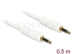 MINIJACK 3.5MM M/M 4 PIN CABLE 0.5M WHITE DELOCK