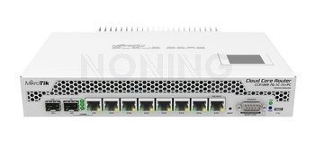 CCR1009-7G-1C-1S+PC 7x Gigabit Ethernet, 1x Combo port (SFP or Gigabit Ethernet), 1xSFP+ cage, 9 cores x 1GHz CPU, 2GB RAM, LCD panel, passive cooling desktop enclosure, SmartCard slot, RouterOS L6, PSU