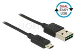 Kabel Usb Micro(M)->Usb-A(M) 2.0 1m Dual Easy-Usb Czarny Delock