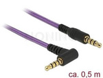 KABEL AUDIO MINIJACK 3.5MM M/M 4 PIN 0.5M KĄTOWY FIOLETOWY DELOCK