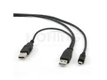 USB-A(M)+POWER USB-A(M)->USB MINI(M) 2.0 CABLE 0.9M BLACK GEMBIRD