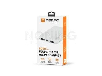 POWER BANK NATEC EXTREME MEDIA TREVI COMPACT 5000MAH 2X USB-A + 1X USB-C WHITE