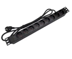 Listwa zasilająca 19” 9 gniazd 230V z filtrem czarna kabel 3m