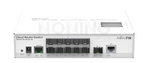 CRS212-1G-10S-1S+IN Smart Switch, 1x Gigabit LAN, 10x SFP cages, 1x SFP+ cage, LCD, 400MHz CPU, 64MB RAM, Metal desktop case, RouterOS L5
