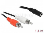 Kabel Audio 2x Rca (Chinch)(M)->Minijack 3.5mm(F) 1.4m Delock