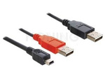 Kabel Usb-A(M)+Power Usb-A(M)->Usb Mini(M) 2.0 0.3m Czarny Delock