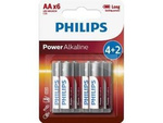 BATTERIES PHILIPS POWER ALKALINE AA LR6 (BLISTER OF 4+2 PCS)