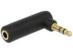MINIJACK 3.5MM(M) 3PIN->MINIJACK 3.5MM(F) 3PIN ADAPTER ANGLED BLACK DELOCK