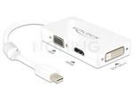 Adapter Displayport Mini(M) 1.1->Hdmi(F)/Vga(F)/Dvi-D(24+1)(F) Na Kablu 16cm Biały Delock