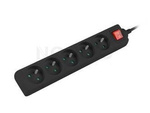 POWER STRIP LANBERG 1.5M BLACK 5 SOCKETS FRENCH WITH CIRCUIT BREAKER QUALITY-GRADE COPPER CABLE