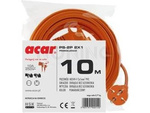 Przedłużacz Acar Ps-2p 2x1 10m Bez Styku Ochronnego Pomarańczowy H05vv Vde