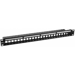 Patch panel 19" 24xRJ45 1U niewyposażony czarny