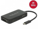 USB-C(M)->HDMI(F)/VGA(F)/DVI-D(F)(24+5)/DISPLAYPORT ADAPTER ON CABLE 15CM BLACK DELOCK