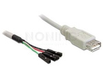 KABEL USB PIN HEADER(F) 5 PIN->USB-A(F) 2.0 40CM BIAŁY DELOCK