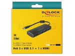 DELOCK ADAPTER USB 3.1 TYPE-C ->3X USB 3.0 + HDMI-A 4K BLACK NA KABEL 15CM DELOCK