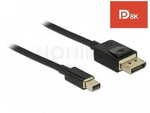 DISPLAYPORT MINI(M)->DISPLAYPORT(M) 20 PIN CABLE V1.4 2M 8K BLACK DELOCK