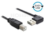 USB-A(M)->USB-B(M) 2.0 CABLE 0.5M ANGLED LEFT/RIGHT EASY-USB BLACK DELOCK
