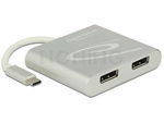 Splitter Video Delock Usb Type-C->2x Displayport 4k Srebrny