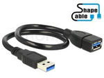 Przedłużacz Usb-A M/F 3.0 0.35m Czarny Profilowany Delock