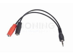 ADAPTER MINIJACK 3.5MM(M) 4PIN->2X MINIJACK 3.5MM(F) 3PIN NA KABLU 20CM CZARNY GEMBIRD