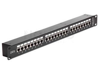Patch Panel 24 Port 1u 19” Kat.6 Czarny Delock