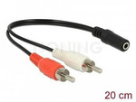 Kabel Audio 2x Rca (Chinch)(M)->Minijack 3.5mm(F) 0.2m Delock