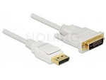 Kabel Displayport(M) V1.2a->Dvi-D(M)(24+1) 1m Biały Dual Link Delock