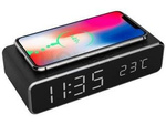 DIGITAL ALARM CLOCK WITH WIRELESS CHARGING FUNCTION, BLACK