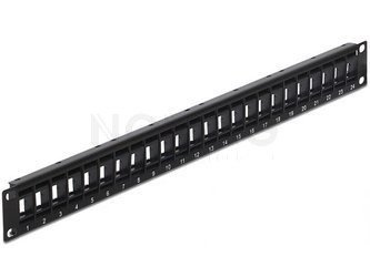 DELOCK 19" KEYSTONE PATCH PANEL 24 PORT ROTATABLE BLACK