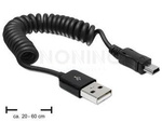 USB MINI-B(M)->USB-A(M) 2.0 CABLE 0.2-0.6M BLACK DELOCK
