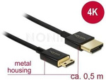 HDMI-A (M) ->HDMI MINI-C (M) CABLE 0.5M 3D 4K BLACK SLIM PREMIUM DELOCK