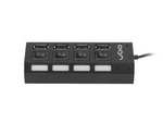 Hub Usb 2.0 Ugo Maipo Hu110 4-Porty Aktywny Z Włącznikiem Czarny