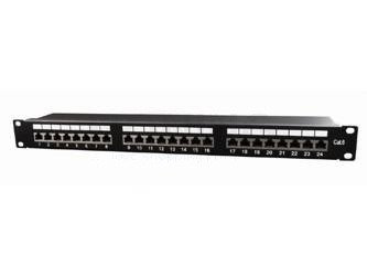 PATCH PANEL 24 PORT 1U KAT.6 EKRANOWANY PÓŁKĄ DO ORGANIZACJI KABLI CZARNY GEMBIRD