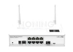 CRS109-8G-1S-2HnD-IN 8x Gigabit Smart Switch, 1x SFP cage, LCD, 802.11b/g/n Dual Chain wireless, 600MHz CPU, 128MB RAM, Metal desktop case, RouterOS L5, supports 10-57V, 802.3af/at compliant