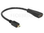 Adapter Hdmi Micro(M)->Hdmi(F) Na Kablu 23cm Czarny Delock